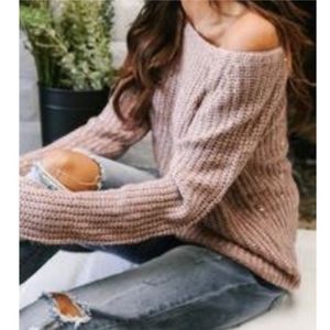 Vici Pink Metallic Sequin Cable Knit Sweater size Medium NWT